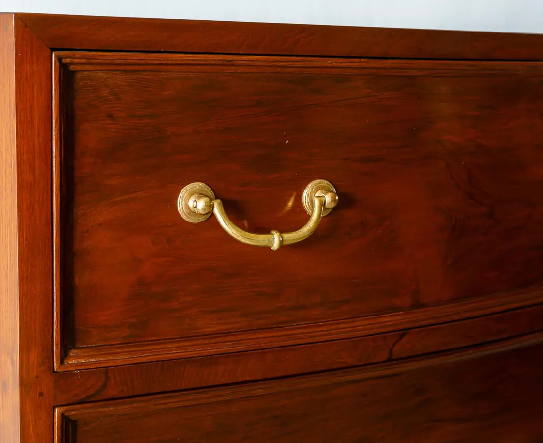 Antique Chest of Drawers - British Colonial Teakwood Bow Fronted Chest of Drawers - The Past Perfect Collection