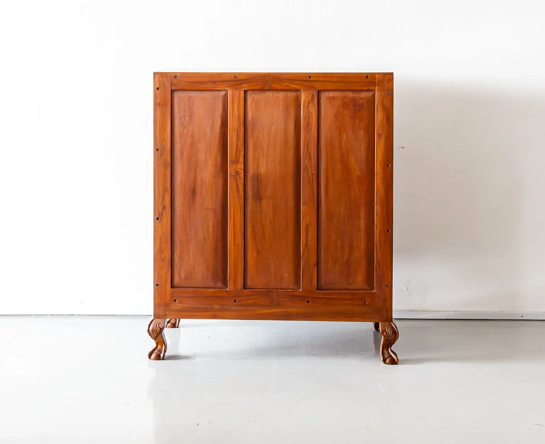 Antique Chest of Drawers - British Colonial Teakwood Bow Fronted Chest of Drawers - The Past Perfect Collection