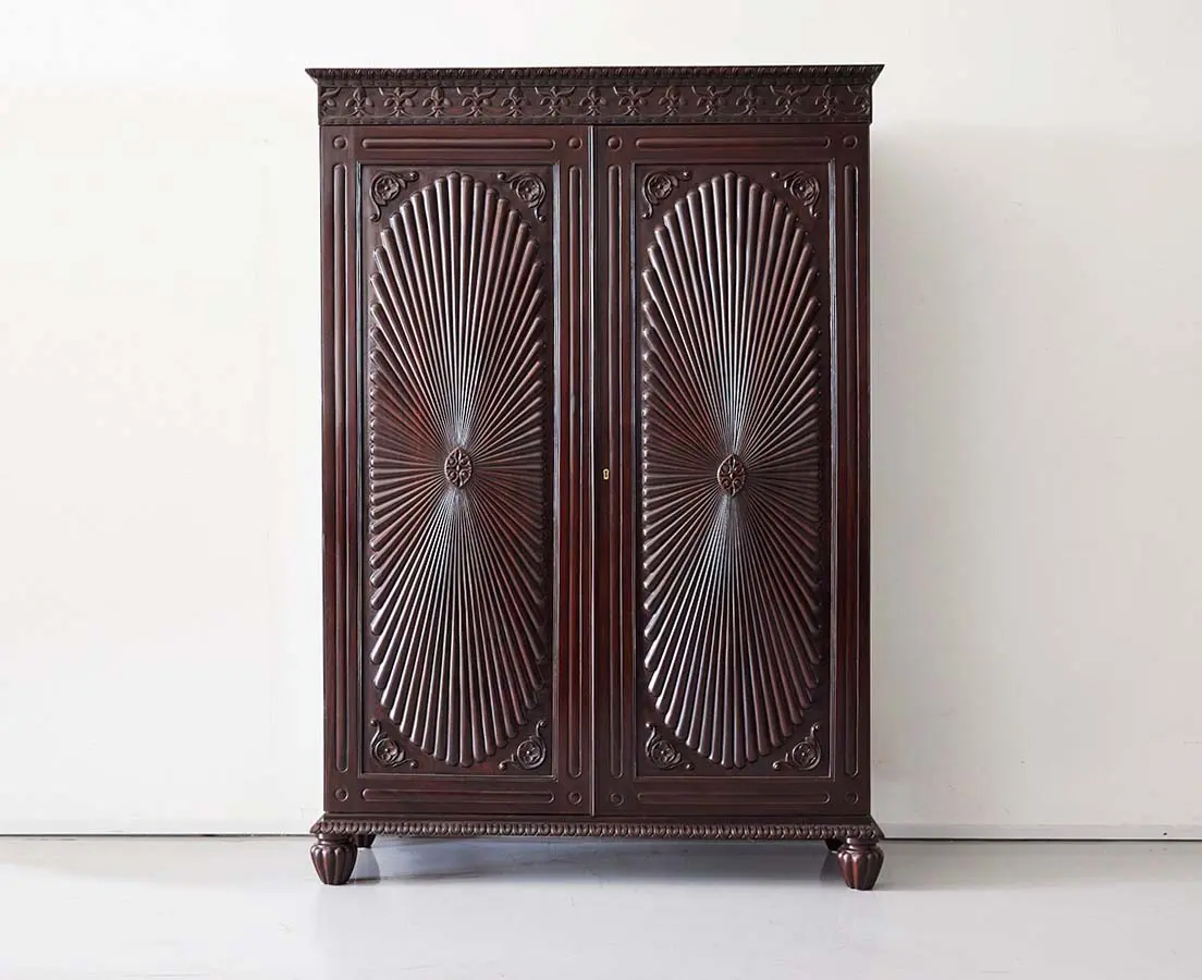 British Colonial Rosewood Long Sunburst Cupboard - The Past Perfect Collection - Singapore