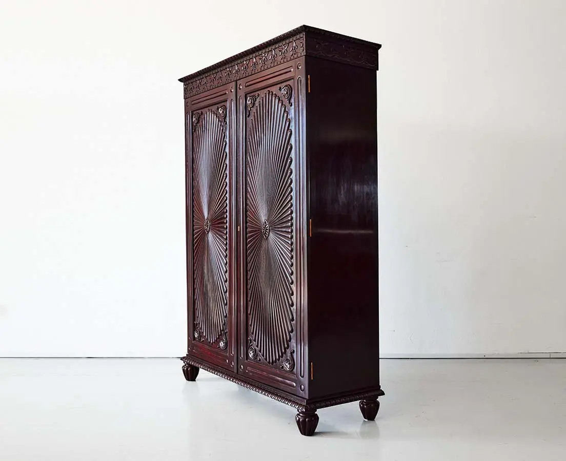 British Colonial Rosewood Long Sunburst Cupboard - The Past Perfect Collection - Singapore