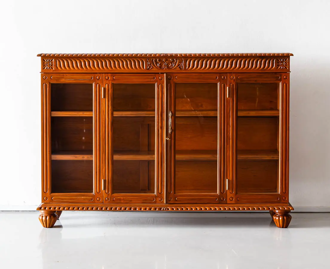 Antique Sideboards - British Colonial Teakwood Glass Front Sideboard - The Past Perfect Collection - Singapore