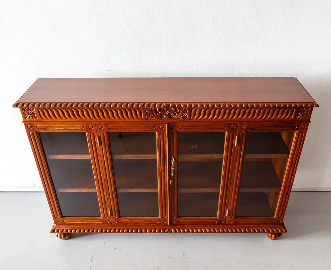 Antique Sideboards - British Colonial Teakwood Glass Front Sideboard - The Past Perfect Collection - Singapore
