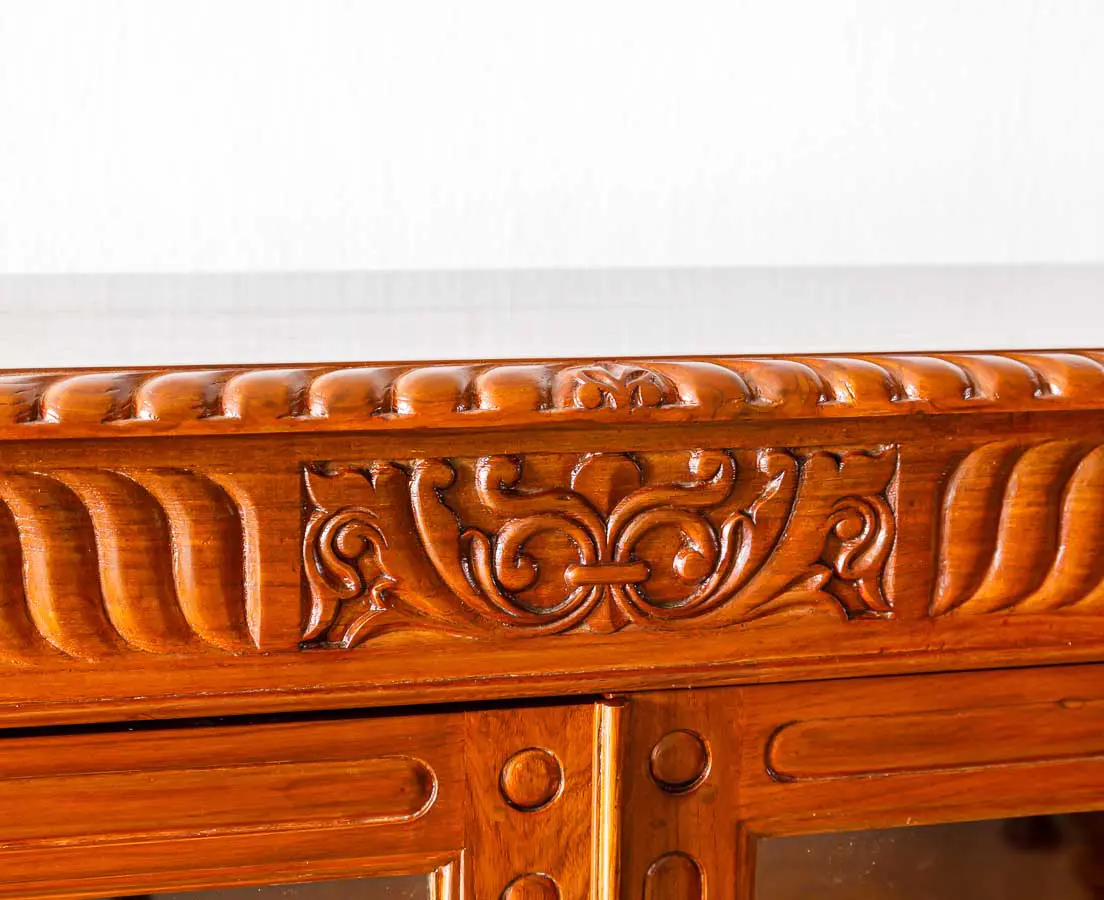 Antique Sideboards - British Colonial Teakwood Glass Front Sideboard - The Past Perfect Collection - Singapore
