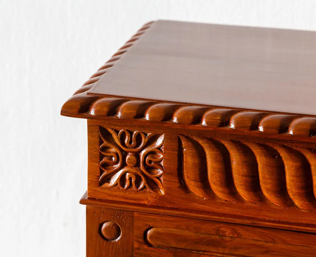 Antique Sideboards - British Colonial Teakwood Glass Front Sideboard - The Past Perfect Collection - Singapore