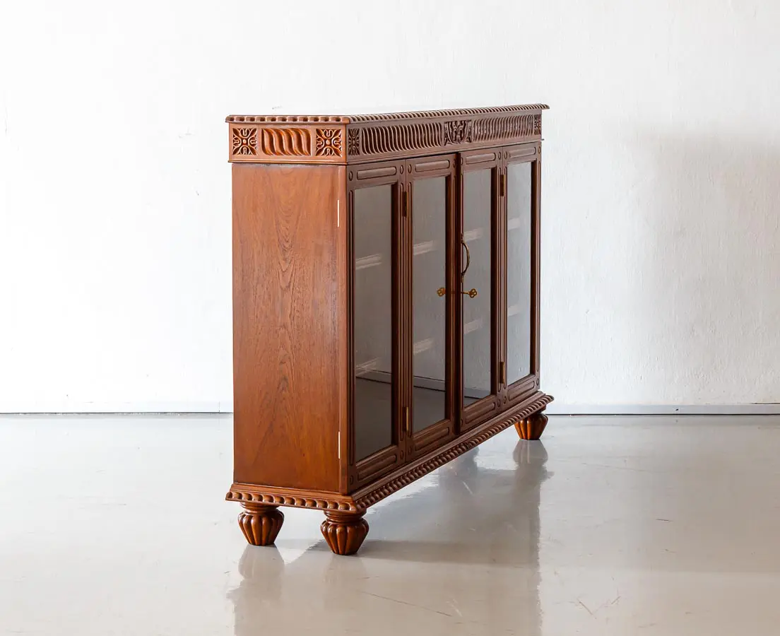 Antique Sideboards - British Colonial Teakwood Glass Front Sideboard - The Past Perfect Collection - Singapore