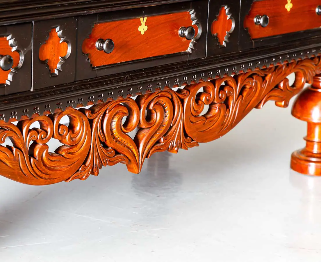 Antique Chests - Dutch Colonial Mahogany & Ebony Chest on Stand - The Past Perfect Collection - Singapore