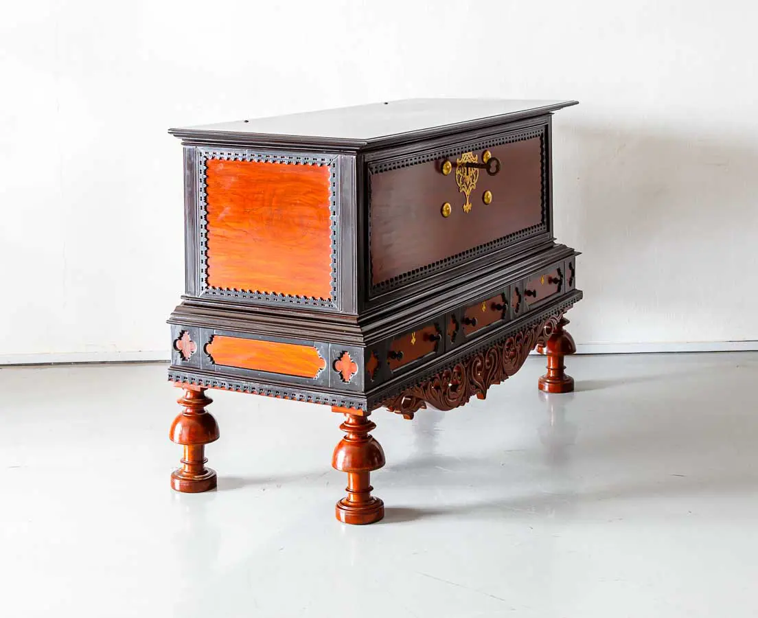 Antique Chests - Dutch Colonial Mahogany & Ebony Chest on Stand - The Past Perfect Collection - Singapore