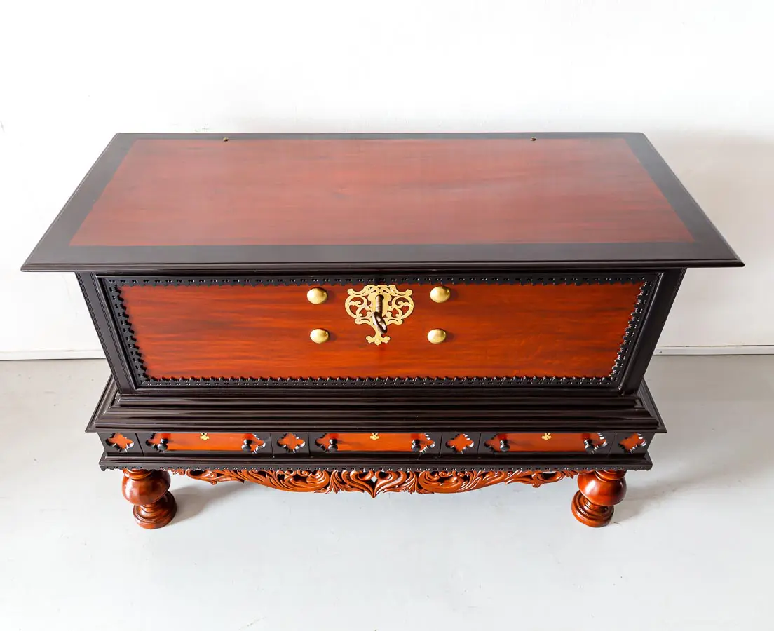 Antique Chests - Dutch Colonial Mahogany & Ebony Chest on Stand - The Past Perfect Collection - Singapore