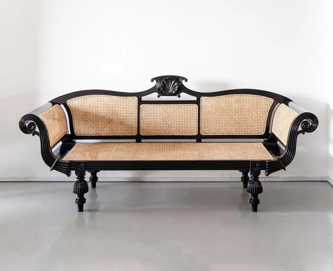 Antique British Colonial Ebony Sofa - The Past Perfect Collection - Singapore