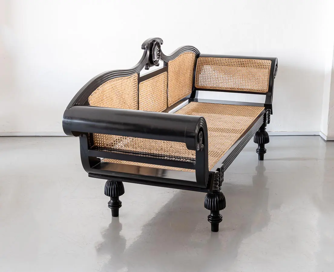 Antique British Colonial Ebony Sofa - The Past Perfect Collection - Singapore
