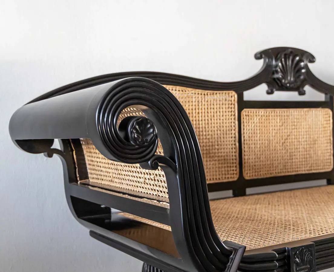 Antique British Colonial Ebony Sofa - The Past Perfect Collection - Singapore