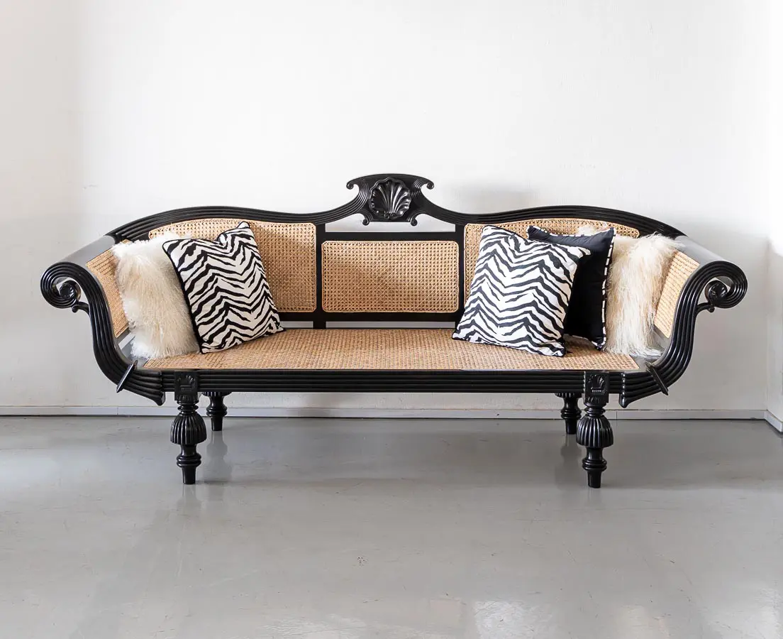Antique British Colonial Ebony Sofa - The Past Perfect Collection - Singapore
