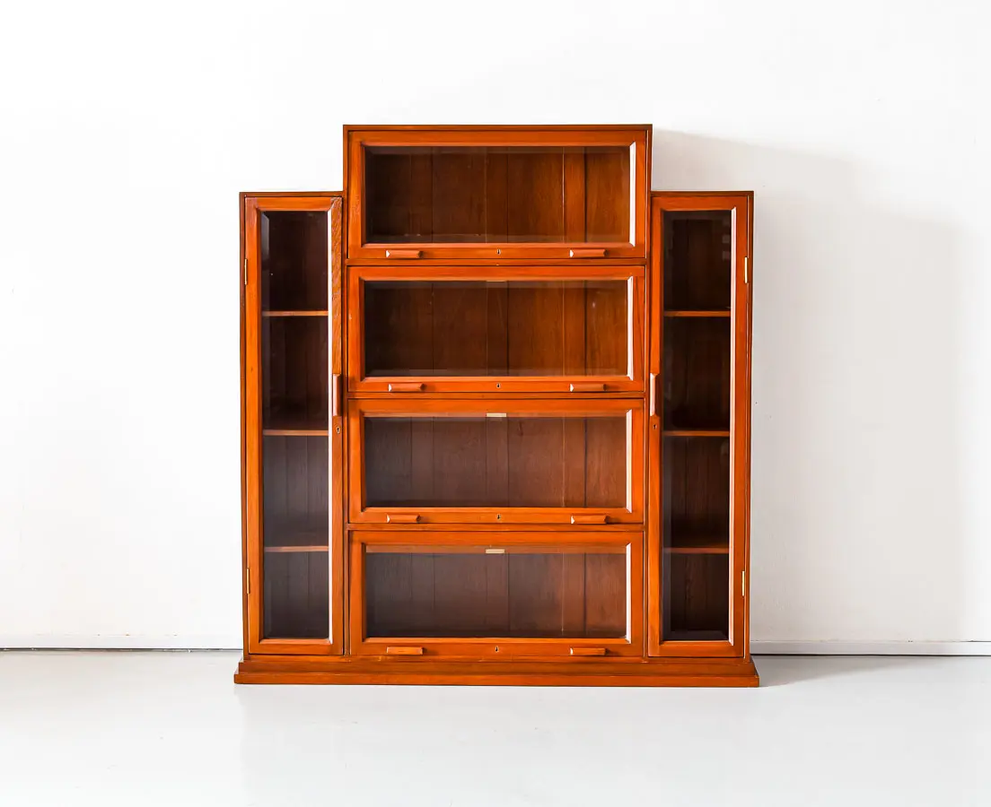 Antique Bookcases - British Colonail teakwood Barrister Bookcase cum Display - The Past Perfect Collection - Singapore