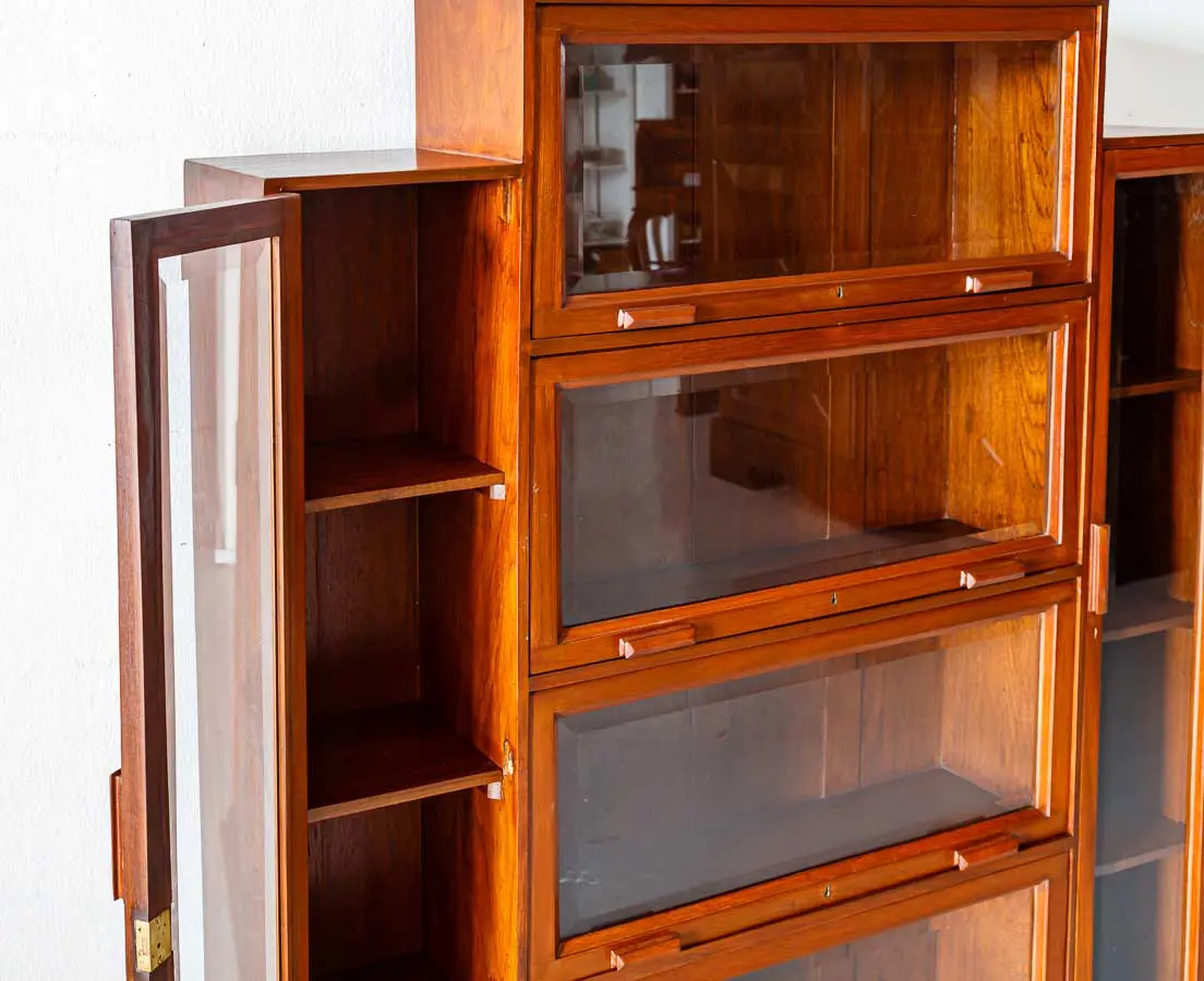 Antique Bookcases - British Colonail teakwood Barrister Bookcase cum Display - The Past Perfect Collection - Singapore