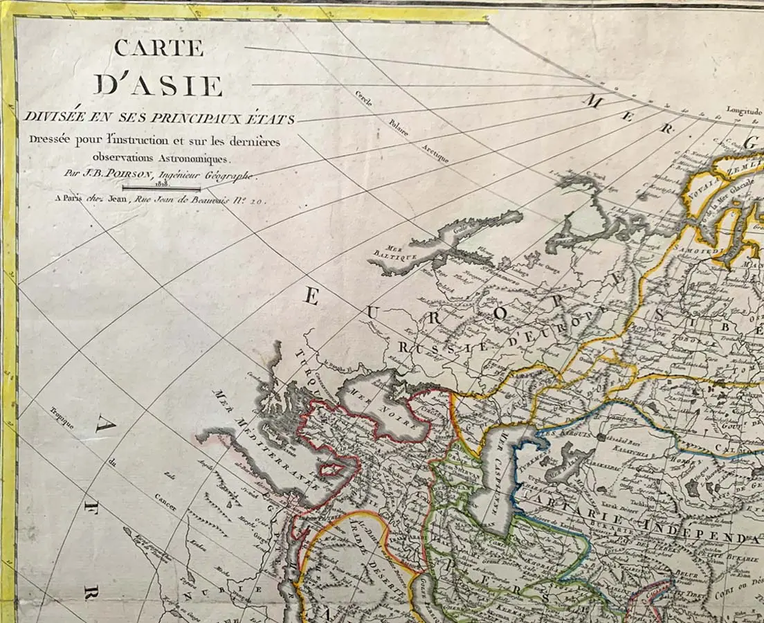 Antique Map - Asian Continent Poirson & Jean 1818 - The Past Perfect Collection - Singapore