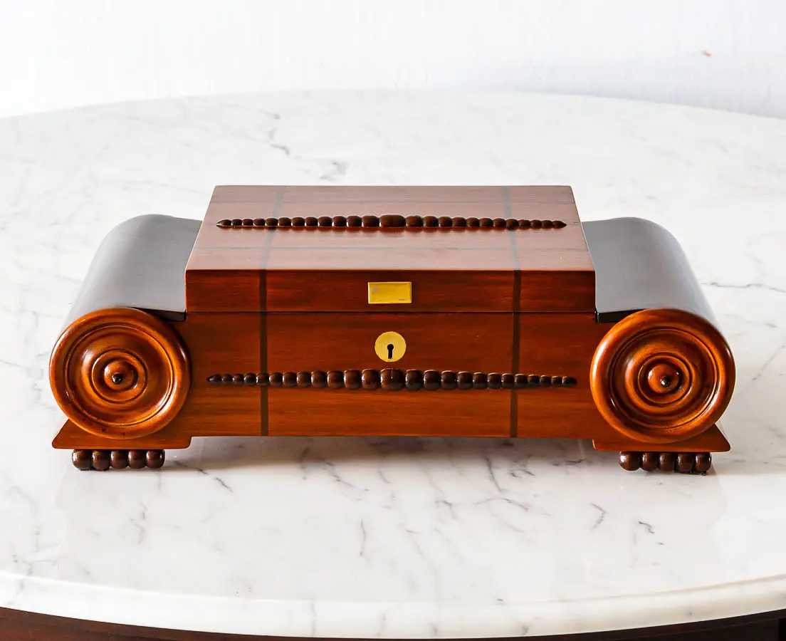 Antique Boxes - Art Deco Teakwood Writing Box - The Past Perfect Collection - Singapore