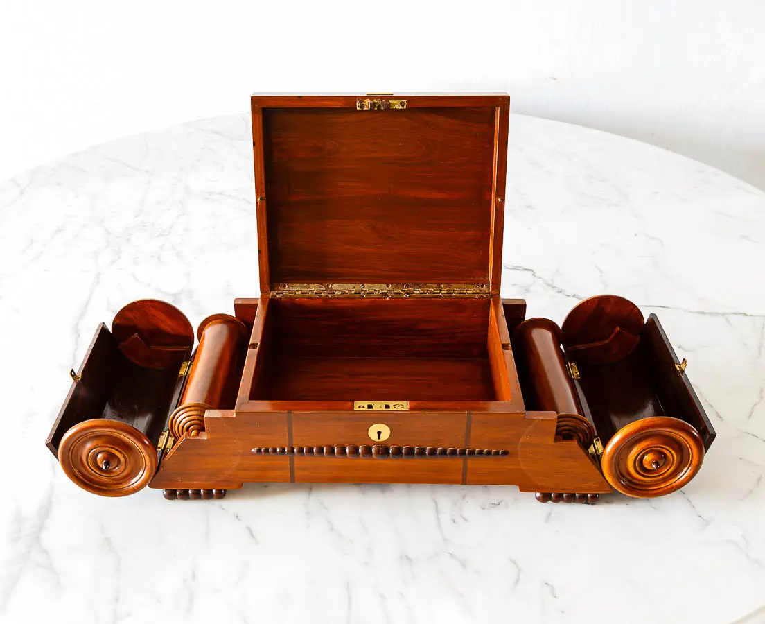 Antique Boxes - Art Deco Teakwood Writing Box - The Past Perfect Collection - Singapore