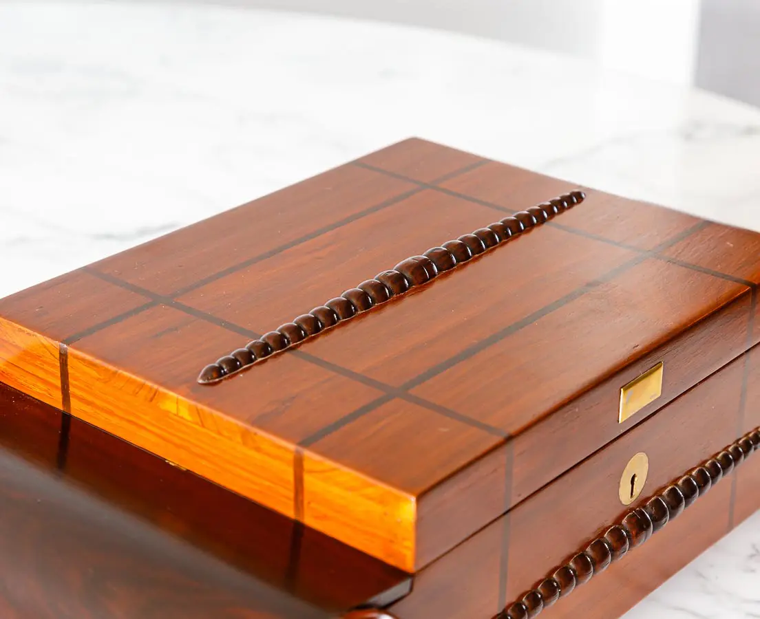 Antique Boxes - Art Deco Teakwood Writing Box - The Past Perfect Collection - Singapore