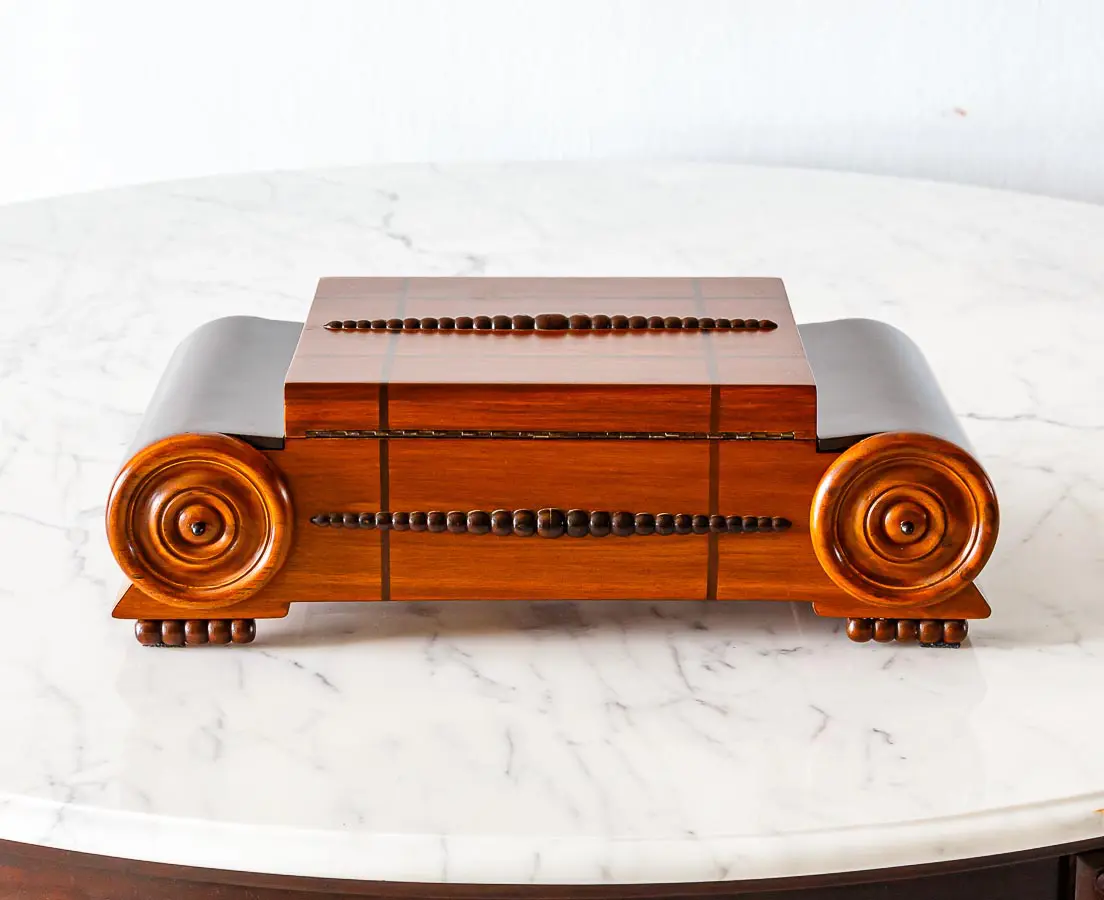 Antique Boxes - Art Deco Teakwood Writing Box - The Past Perfect Collection - Singapore