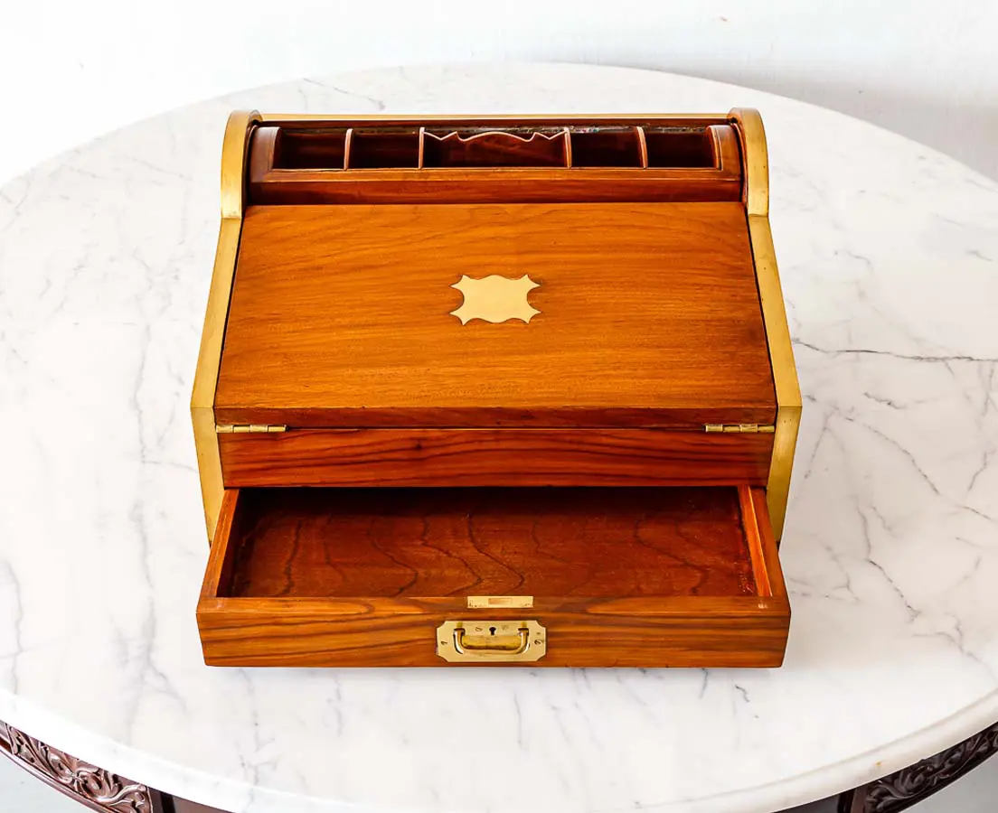 Antique Boxes - British Colonial Camphor Writing Slope Box - The Past Perfect Collection - Singapore