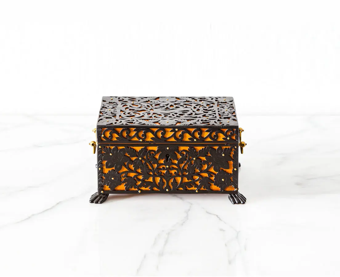 Antique Boxes - British Colonial Cedarwood and Ebony Trinket Box - The Past Perfect Collection - Singapore