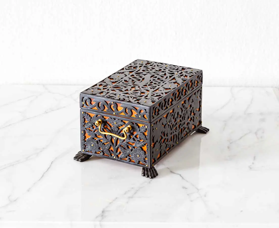 Antique Boxes - British Colonial Cedarwood and Ebony Trinket Box - The Past Perfect Collection - Singapore
