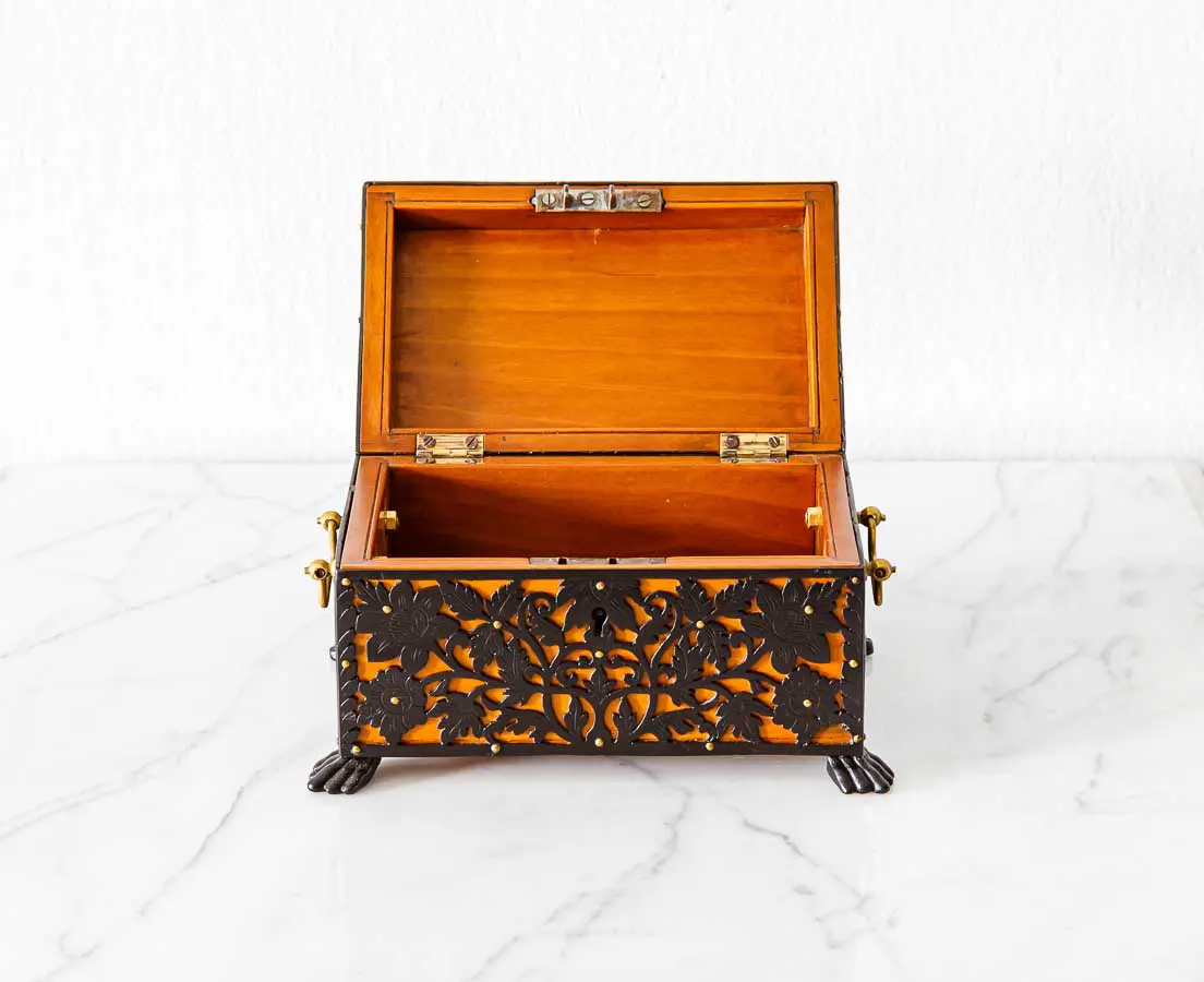 Antique Boxes - British Colonial Cedarwood and Ebony Trinket Box - The Past Perfect Collection - Singapore