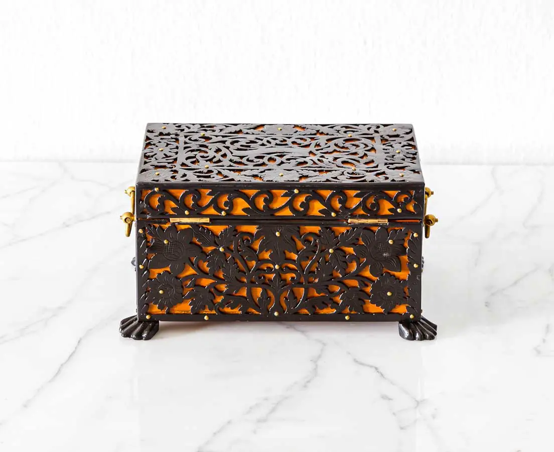 Antique Boxes - British Colonial Cedarwood and Ebony Trinket Box - The Past Perfect Collection - Singapore