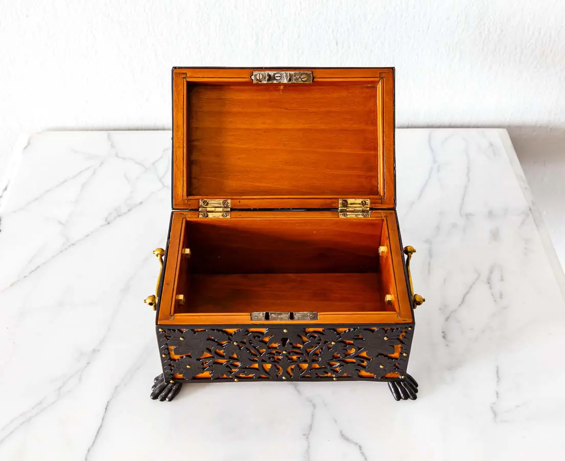 Antique Boxes - British Colonial Cedarwood and Ebony Trinket Box - The Past Perfect Collection - Singapore