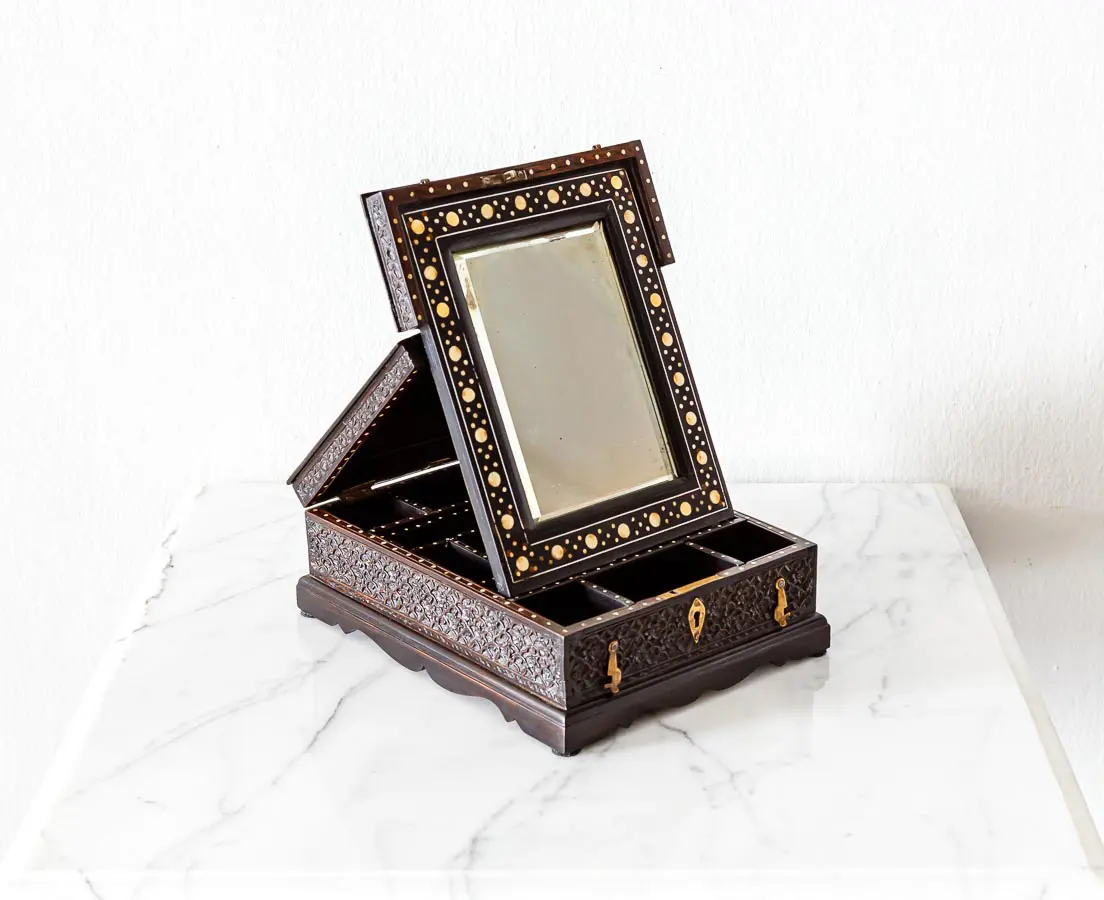 Antique Boxes - British Colonial Ebony Dressing Box - The Past Perfect Collection