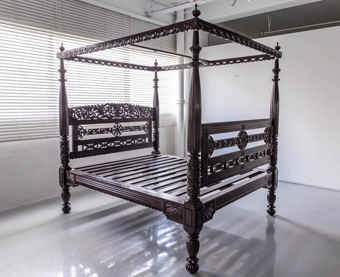 Antique Four Poster Beds - British Colonial Rosewood Four Poster Bed - The Past Perfect Collection - Singapore