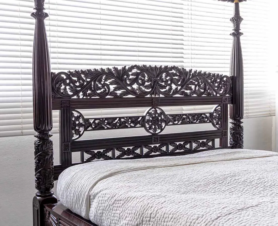 Antique Four Poster Beds - British Colonial Rosewood Four Poster Bed - The Past Perfect Collection - Singapore
