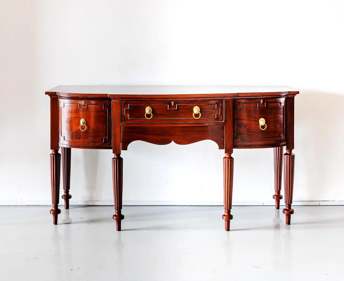 Antique Sideboards - British Colonial Mahogany Bow Front Sideboard - The Past Perfect Collection - Singapore