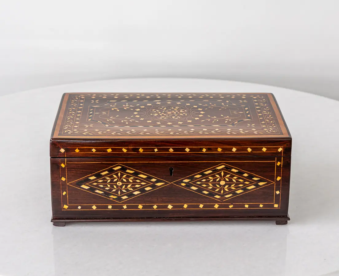 Rosewood Box with Ebony and Ivory Inlay
