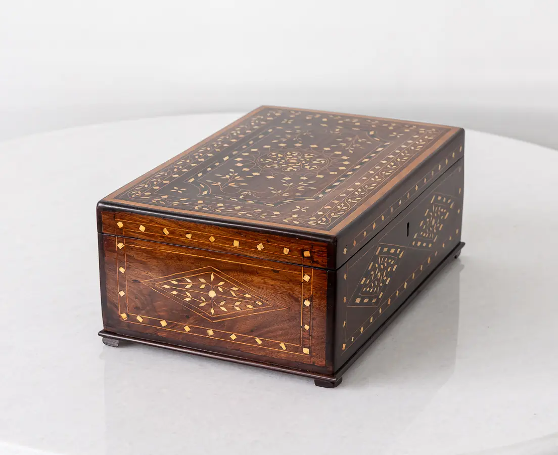 Rosewood Box with Ebony and Ivory Inlay