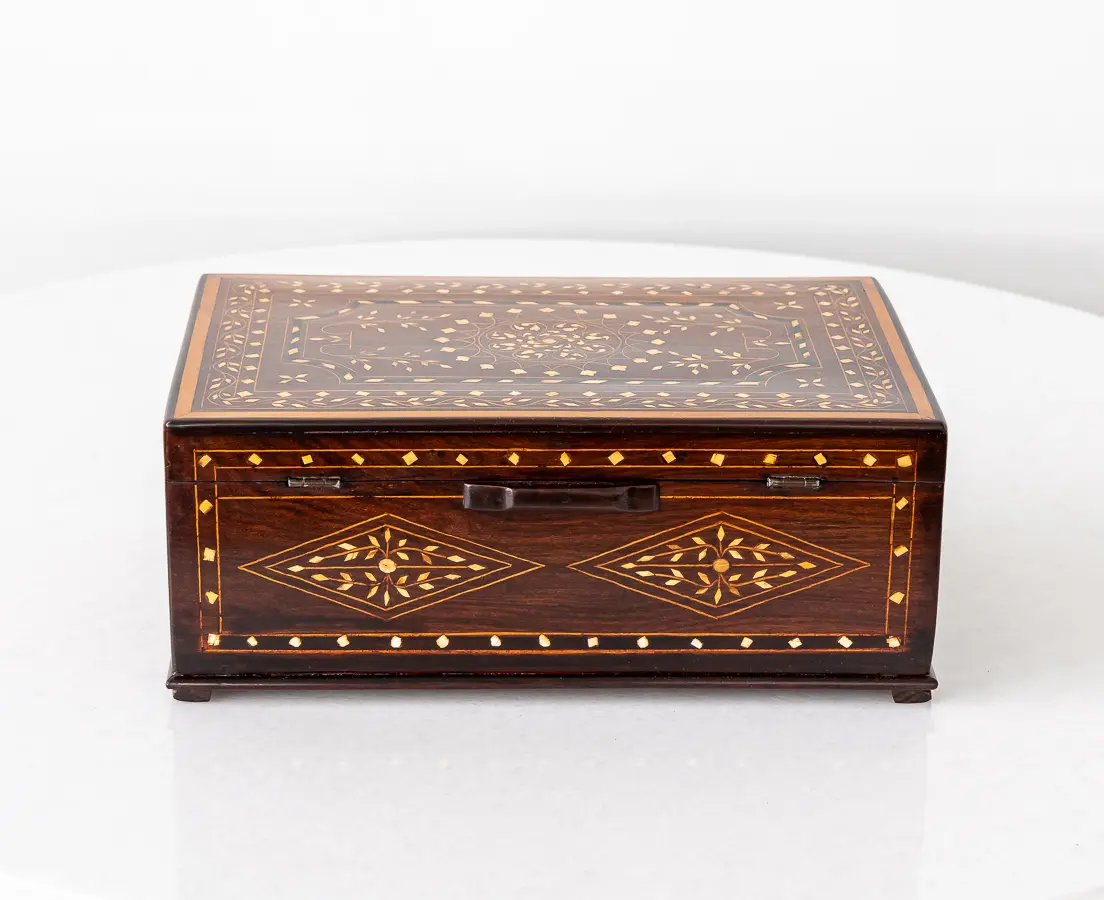 Rosewood Box with Ebony and Ivory Inlay