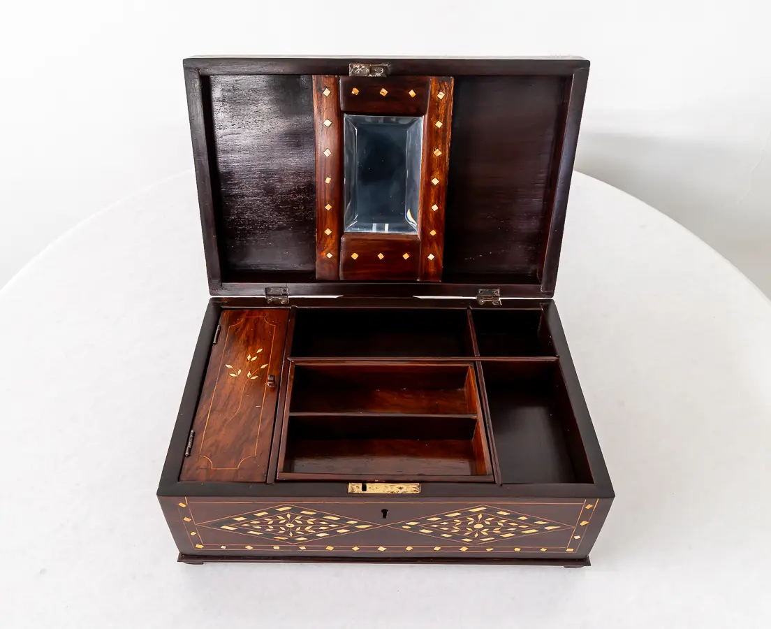 Rosewood Box with Ebony and Ivory Inlay