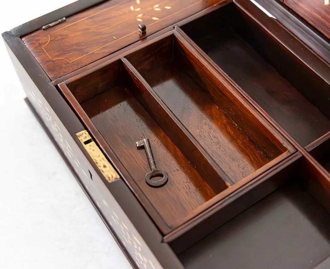 Rosewood Box with Ebony and Ivory Inlay