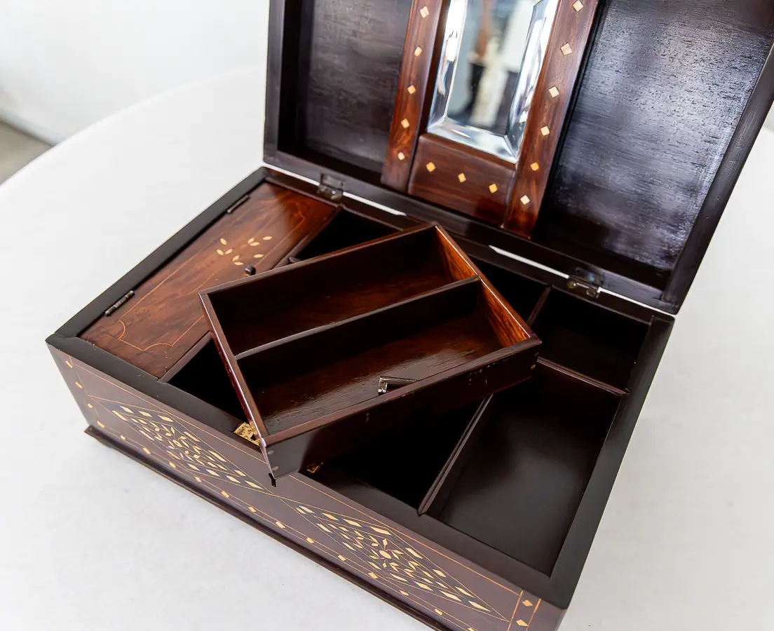Rosewood Box with Ebony and Ivory Inlay