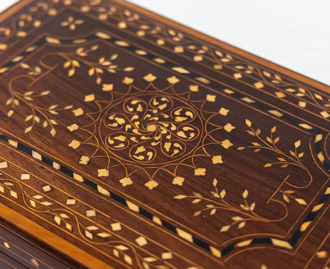 Rosewood Box with Ebony and Ivory Inlay