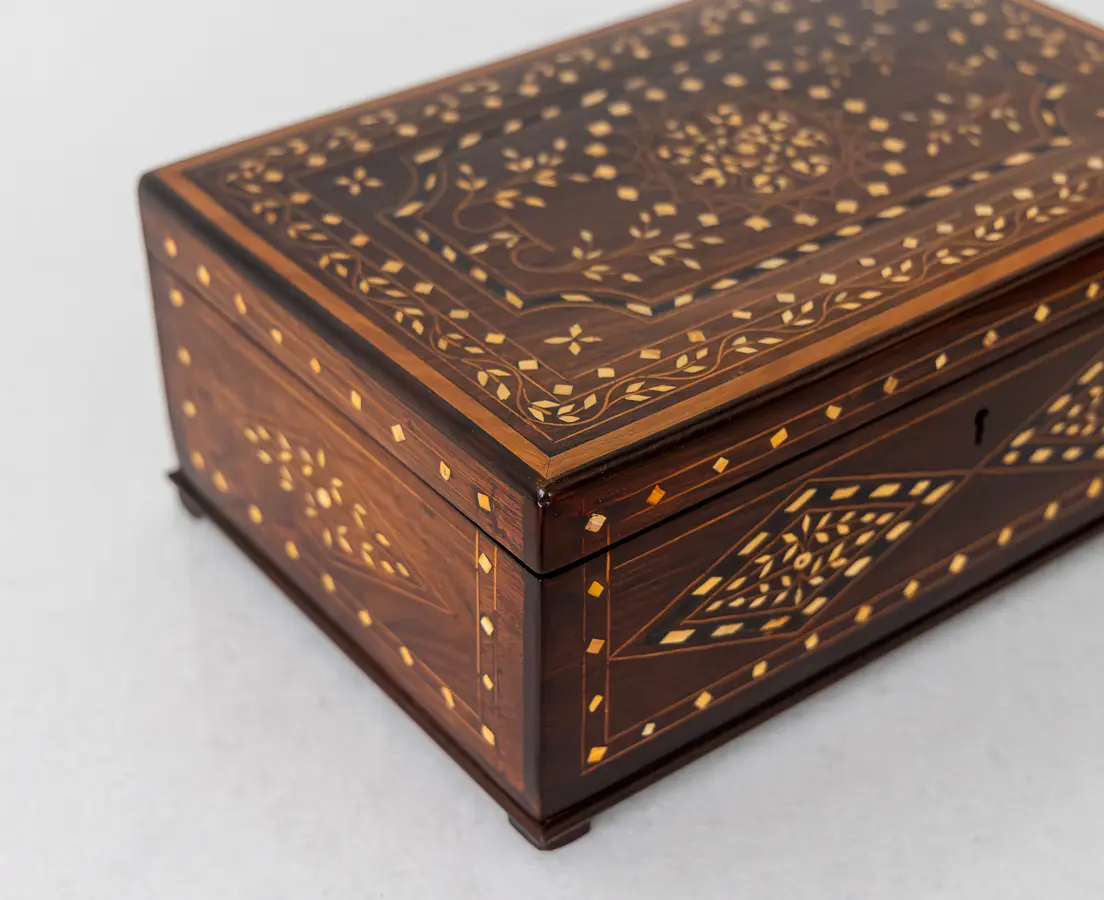 Rosewood Box with Ebony and Ivory Inlay