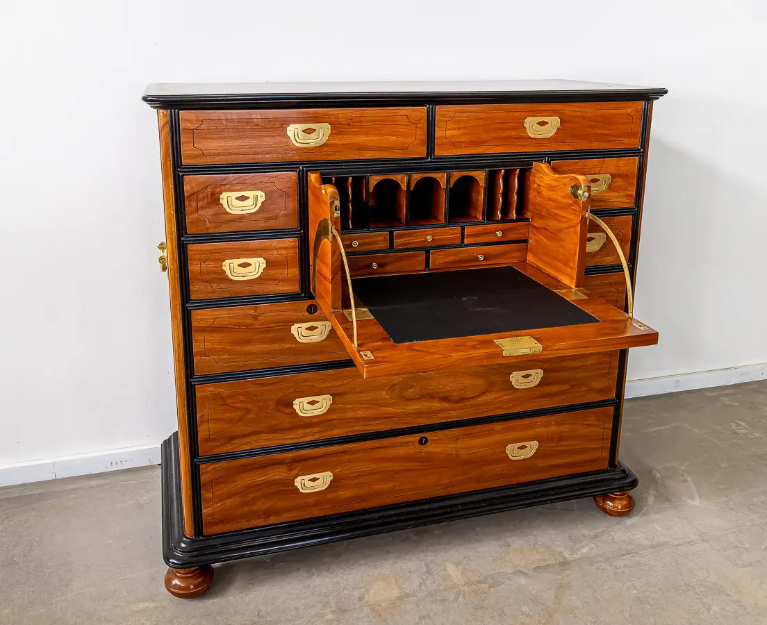 Camphor and Ebony Secretaire Chest of Drawers