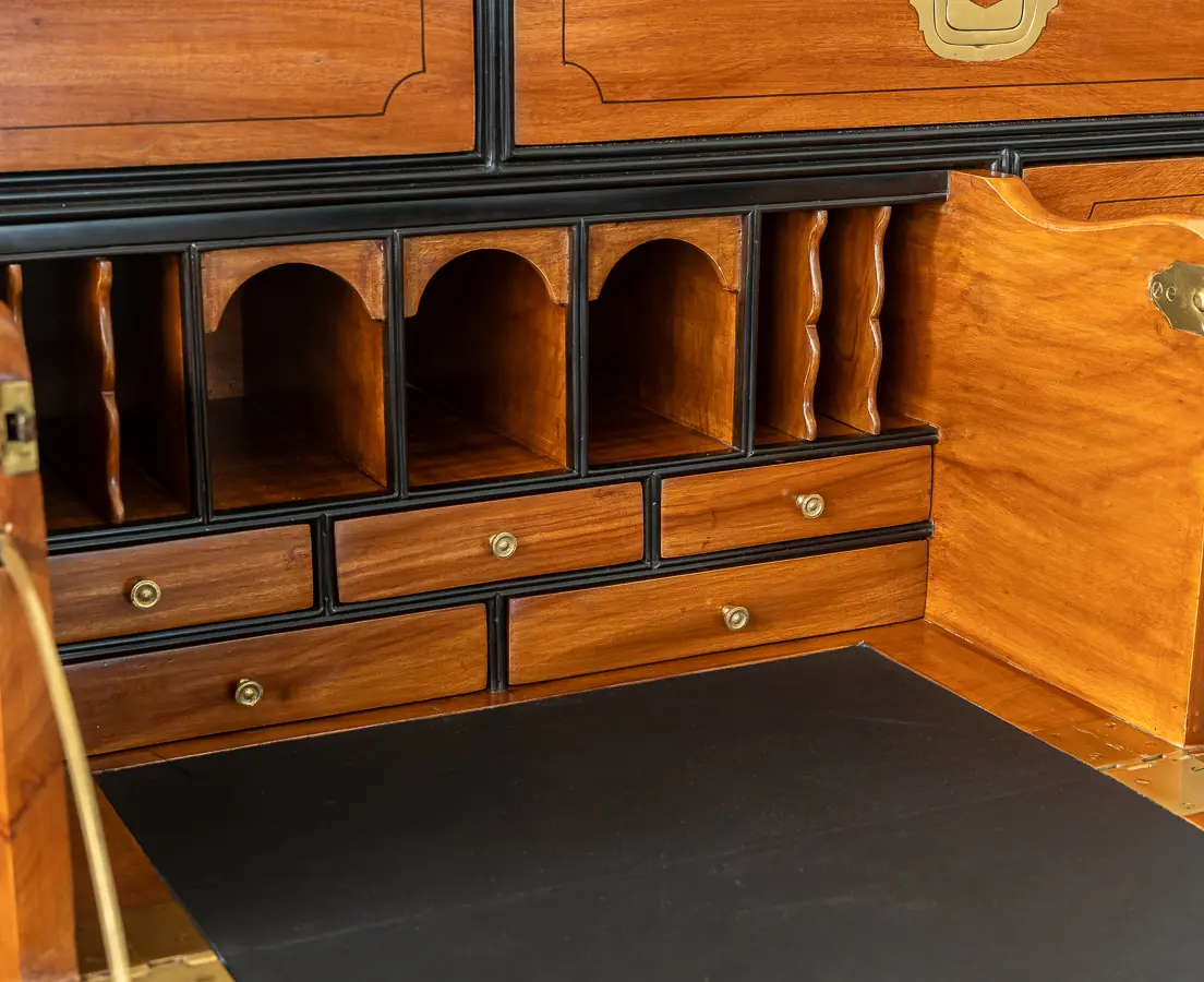 Camphor and Ebony Secretaire Chest of Drawers