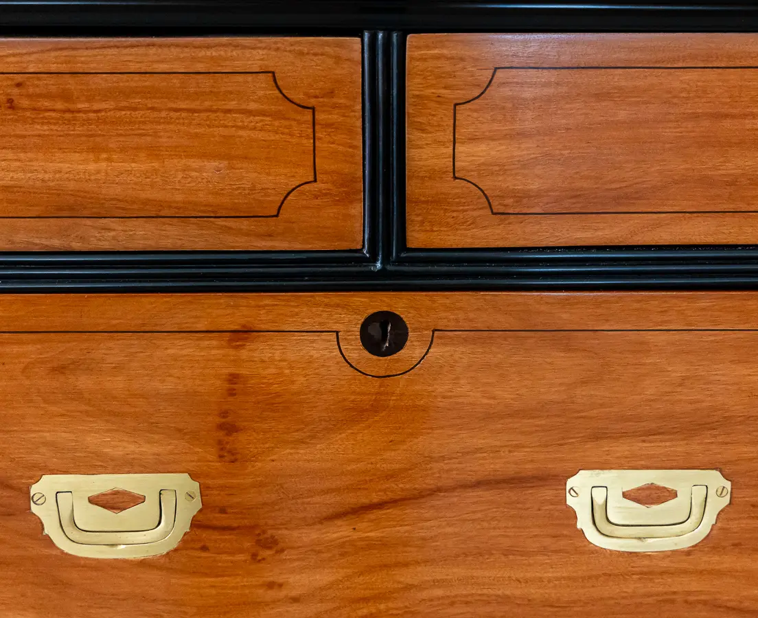 Camphor and Ebony Secretaire Chest of Drawers
