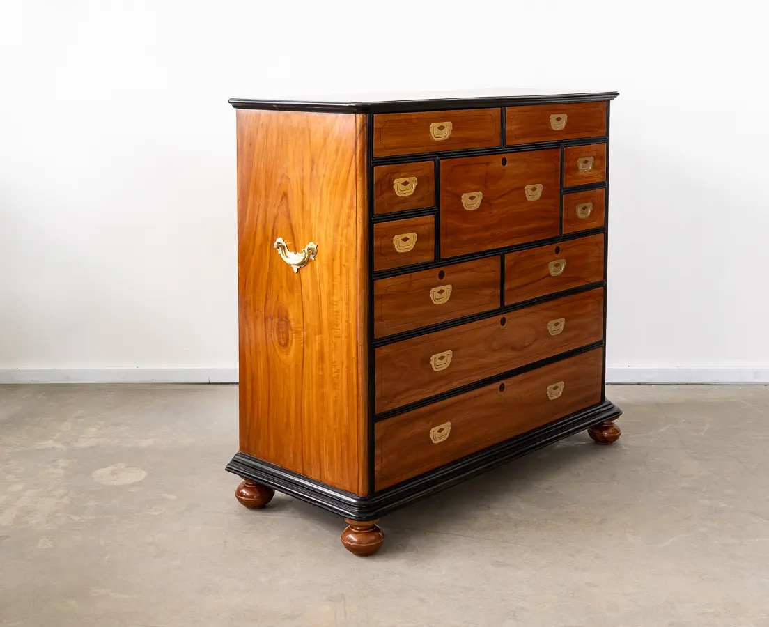 Camphor and Ebony Secretaire Chest of Drawers