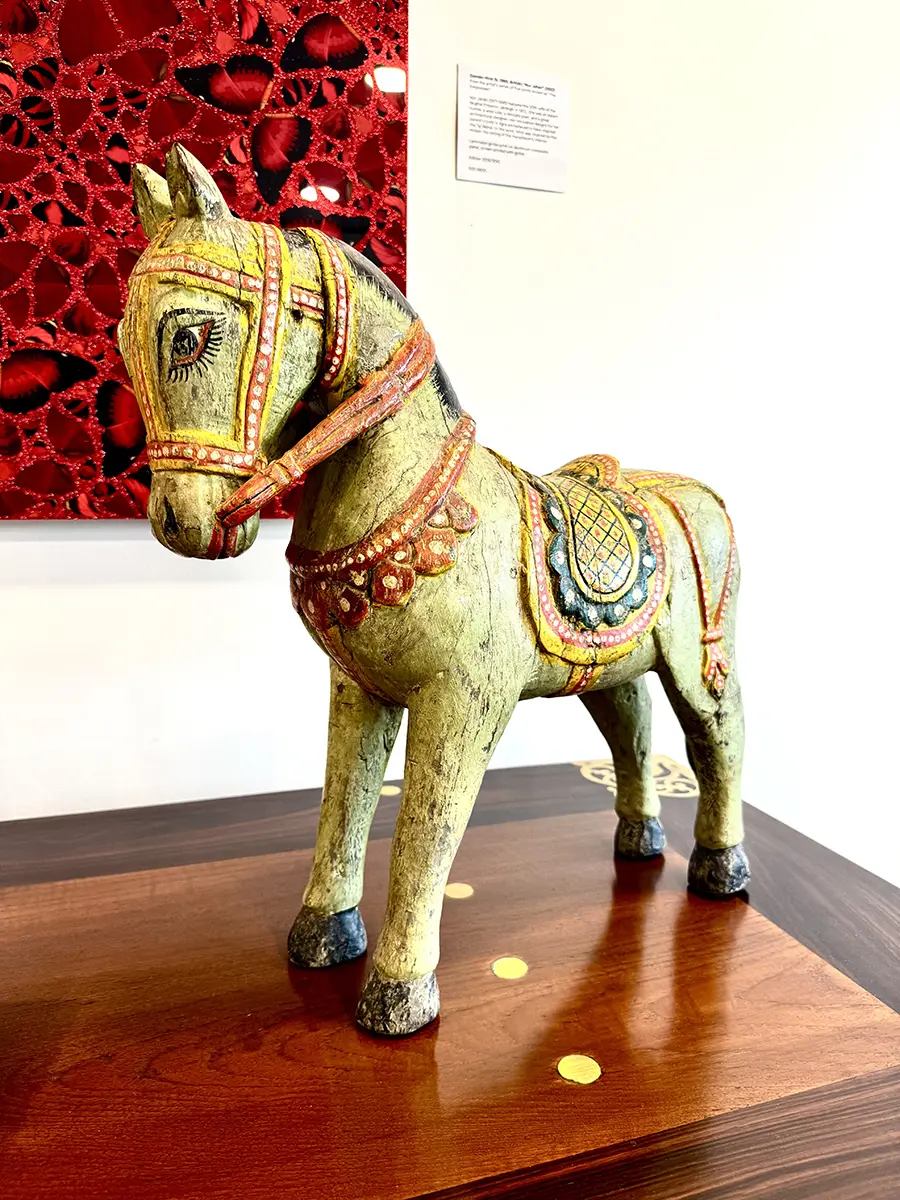 Green guardian painted horse pair