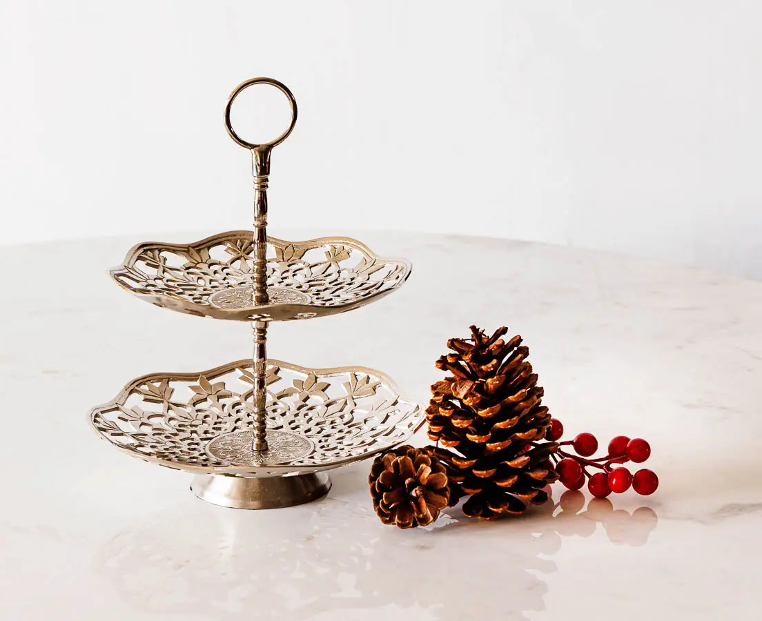 Padma Two Tier Stand - Good Earth - The Past Perfect Collection