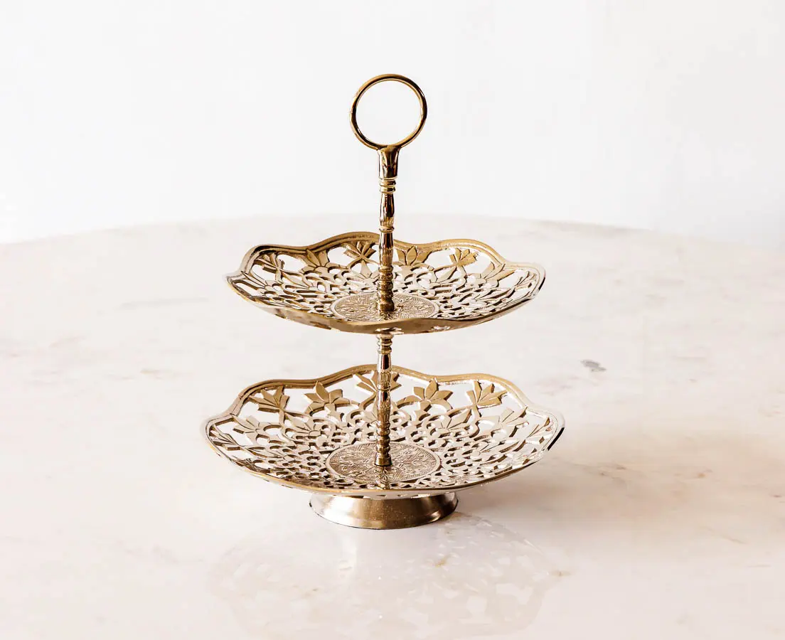 Padma Two Tier Stand - Good Earth - The Past Perfect Collection