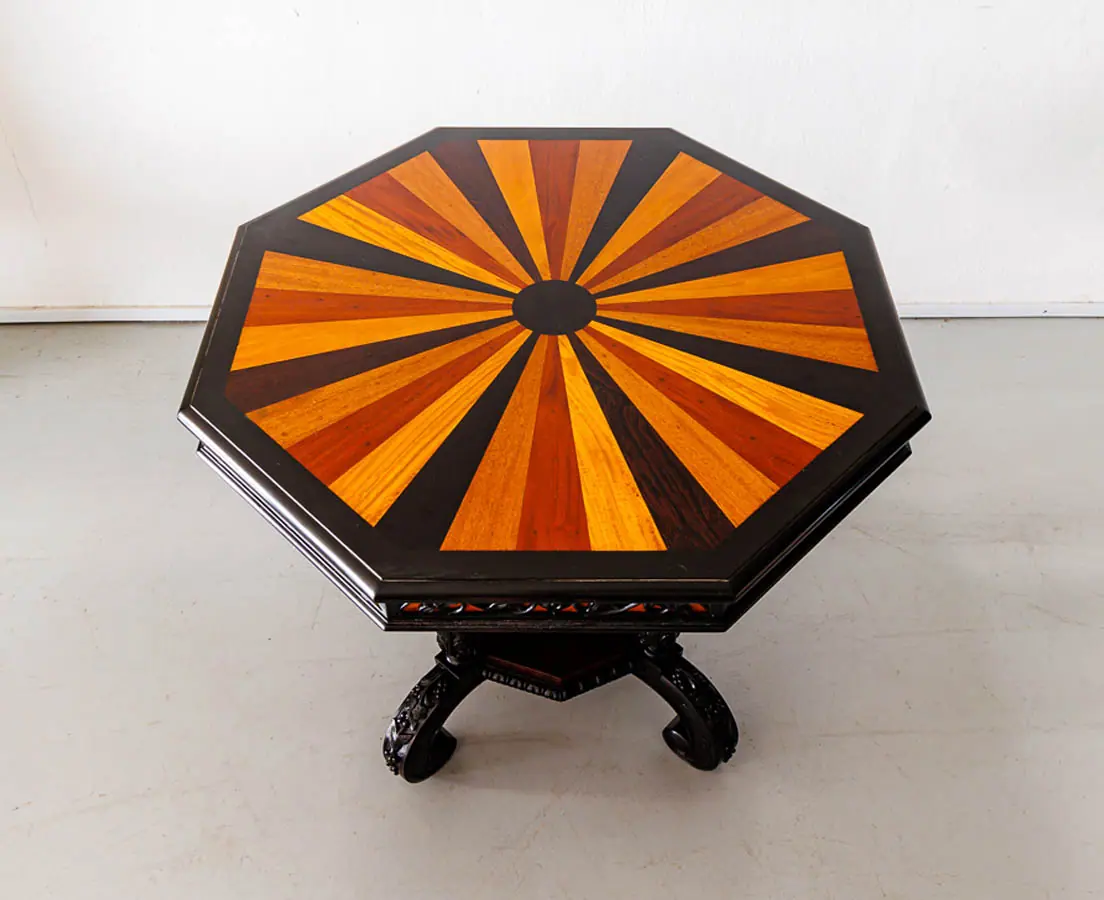 Antique Tables -British Colonial Ebony 5 Specimen Wood Table - The Past Perfect Collection - Singapore
