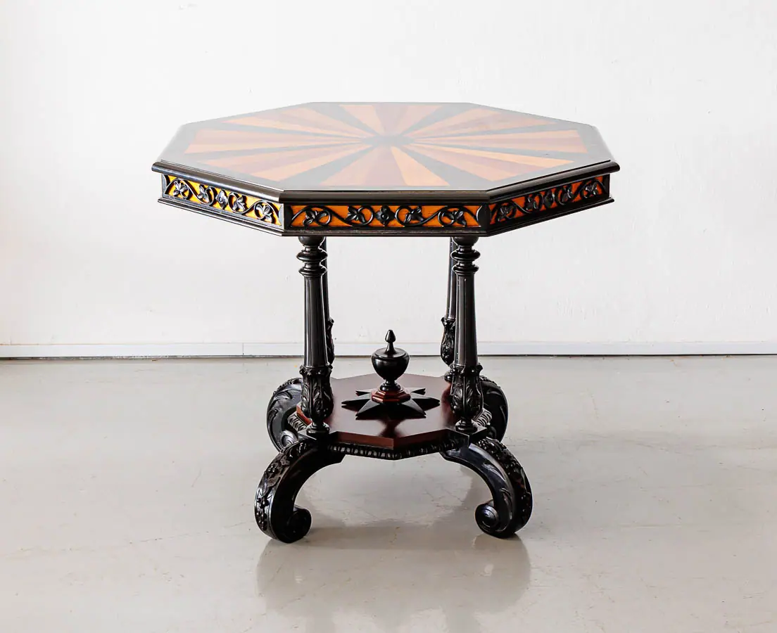 Antique Tables -British Colonial Ebony 5 Specimen Wood Table - The Past Perfect Collection - Singapore